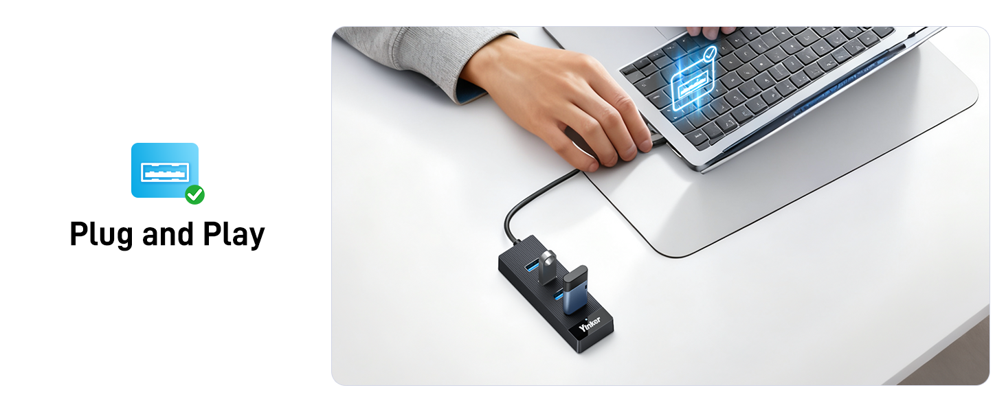 4 Port USB 3.0 Hub 10FT Long Cable