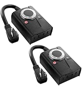 Outdoor Mechanical Light Timer Waterproof, Dusk to Dawn Plug in Timer Switch, Heavy Duty Countdow...