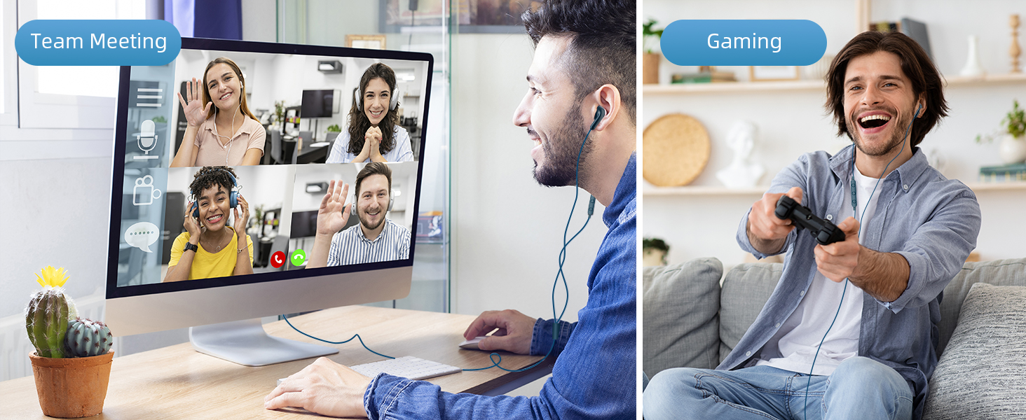 usb earbuds with microphone for pc laptop computer