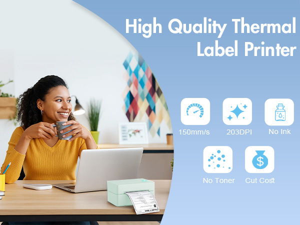 NULLTONEX High quality thermal label printer 150mm/s?72Labels/min?203DPI?No Ink/Toner