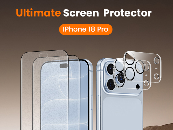 This matte screen protector and camera lens protector provide protection for your Iphone 18 Pro