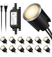LED Recessed Deck Lights with Protecting Shell, IP68 Waterproof Warm White, 0.6W , Outdoor Landsc...