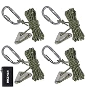 Hikeman 4 Pack Camping Rope with Locking Carabiner Clip,4mm Reflective Guy Lines with Triangular ...