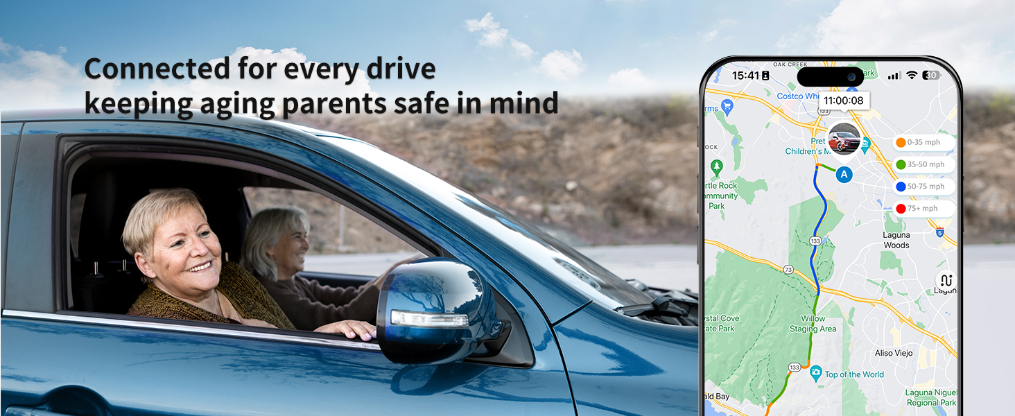 GPS Tracker for elderly driver, old people driving speed monitor