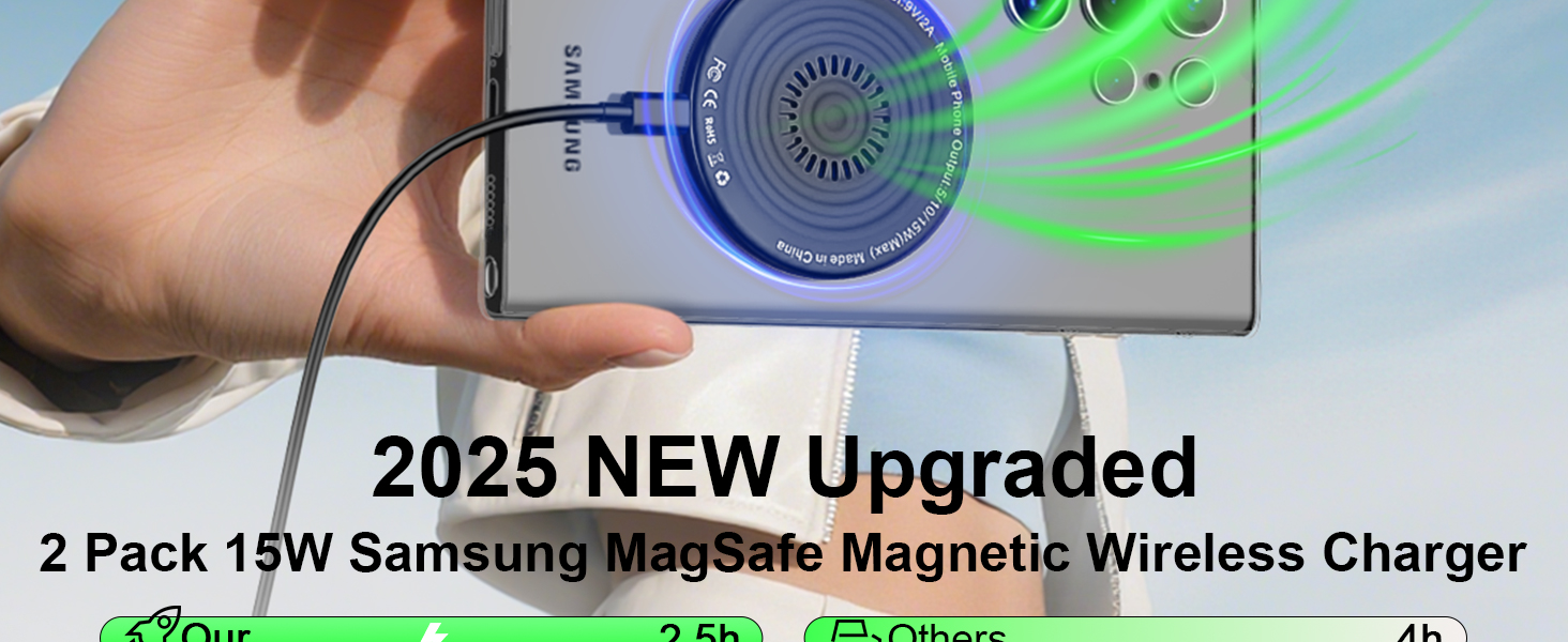 2 Pack 15W Magnetic Wireless Charger