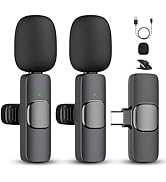 2 Pack Professional Wireless Lavalier Microphone for Android, Lapel Mics Plug-Play Clip on Lapel ...