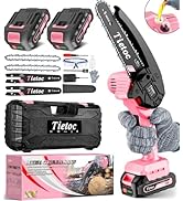 Tietoc Mini Chainsaw 6 Inch Cordless [With 2Pcs 21V Batteries] [2024 Upgrade] Portable Electric C...