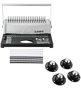 AMGSH Comb Binding Machine with Plastic Binding Combs 100 pcs 3/8'' + Self Adhesive Caster Wheels...