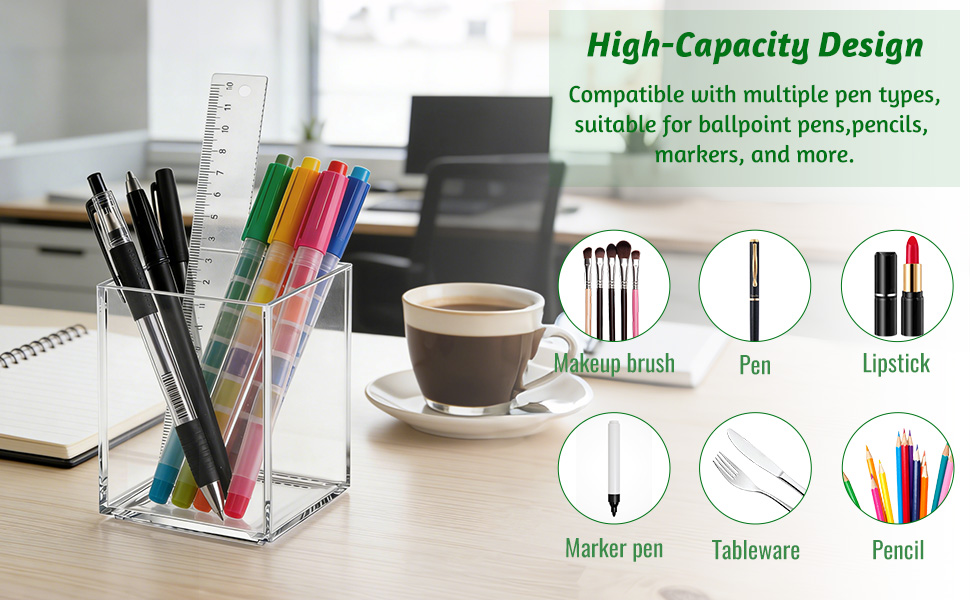AZUREAL 4 Pack Clear Acrylic Pen Holder Cup,