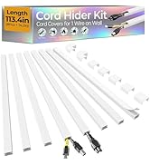 113.4in Cord Hider Kit, Cord Covers for 1 Wire on Wall, Self-Adhesive Cable Hider Wire Covers for...