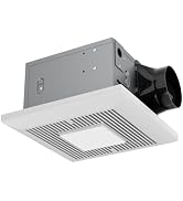 East Grove Home TurboFlow Square Bathroom Exhaust Fan with White Grille and LED Light Kit 730 Lum...