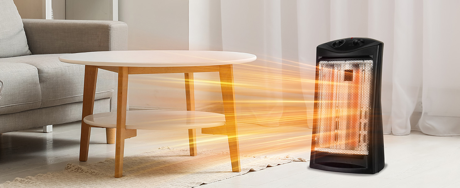 BLACK+DECKER Infrared Radiant Quartz Tower Heater, 1500W Space Heater with Adjustable Thermostat