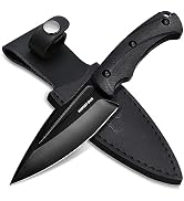 Mossy Oak Hunting Knife with Leather Sheath, Full-tang Fixed Blade Knife, Outdoor Knives for Surv...