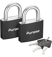 Puroma Lock Keyed Padlock, 2 Pack Aluminum Locks with 3 Keys Alike, 1.1 Inch Locker Lock 43mm Sma...