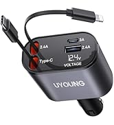 Retractable Car Charger 100W, 4 in 1 Fast Car Phone Charger, 2 Retractable Cables 31.5 Inch and 2...