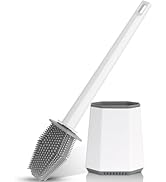 Silicone Toilet Brush and Holder Bendable Efficient Cleaning Wall Mounted Toilet Bowl Brush with ...
