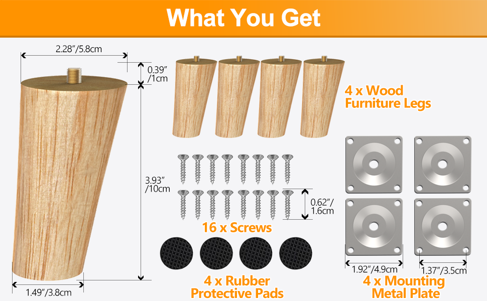 The furniture legs are made of high quality oak and ensure stability and a long service life.