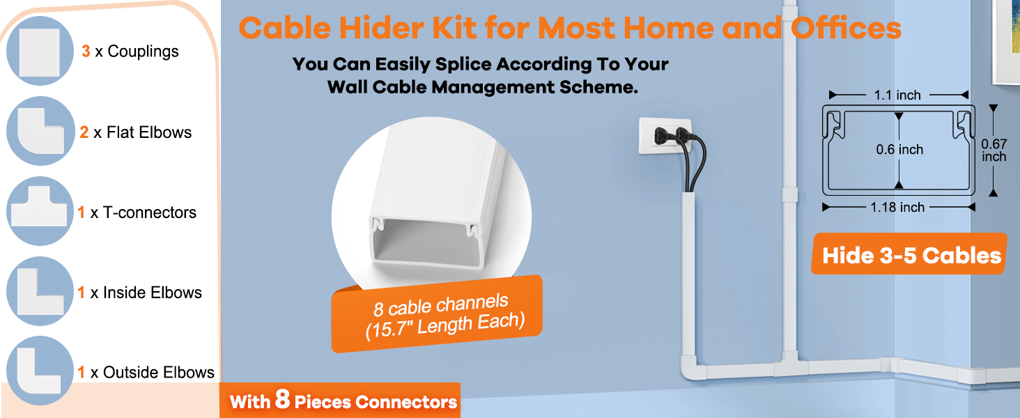 Wall cord cover kit