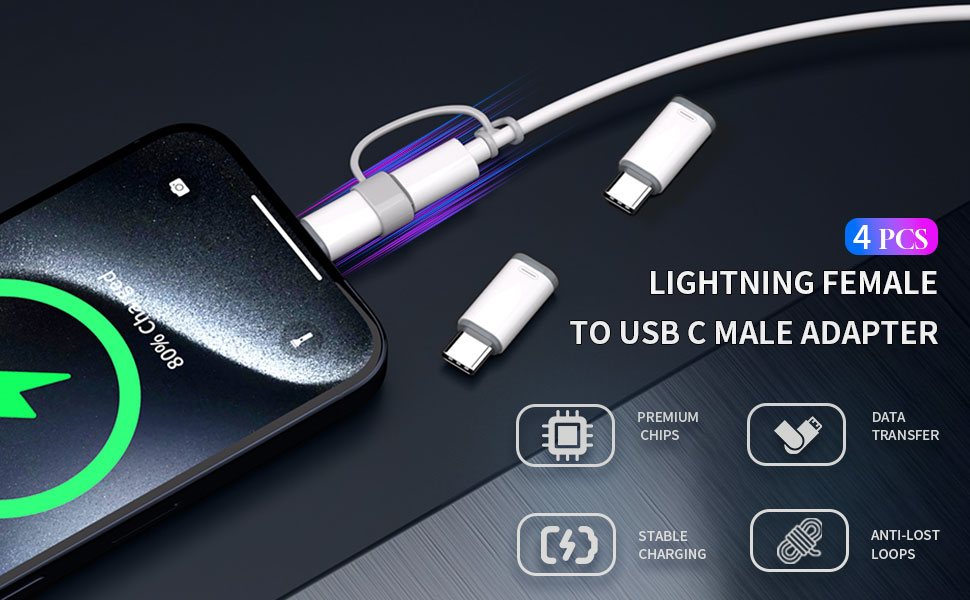  4pack lightning to usb c adapter