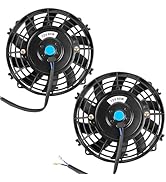 EVERESTWAY 7 Inch 7” Black Universal Electric Radiator Slim Fan 12V 80W High Performance Cooling ...
