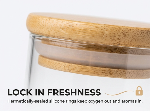 airtight bamboo lid spices jar