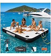 VEBESYET Inflatable Dock with Water Ramp, 6 inch Thick Non-Slip Inflatable Floating Dock for Dogs...