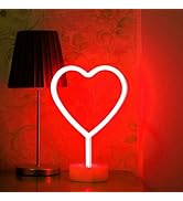 BHCLIGHT Red Heart Neon Sign, Valentines Day LED Neon Light Battery Operated or USB Powered Valen...