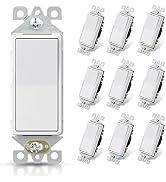 ELEGRP Matte White Single Pole Decorator Light Switch, 15Amp, 120/277V, Decorative Paddle Rocker ...