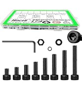 174Pcs M6 Screw,M6x8/10/12/16/20/25/30/35 mm Bolt kit,Hex Socket Head Cap Bolts,12.9 Grade Black ...