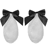HODASHI 1 Pair Girls Bunny Plush Lop Ears Hair Clip Rabbit Furry Ears Ribbon Bow-knot Hair Clamp ...