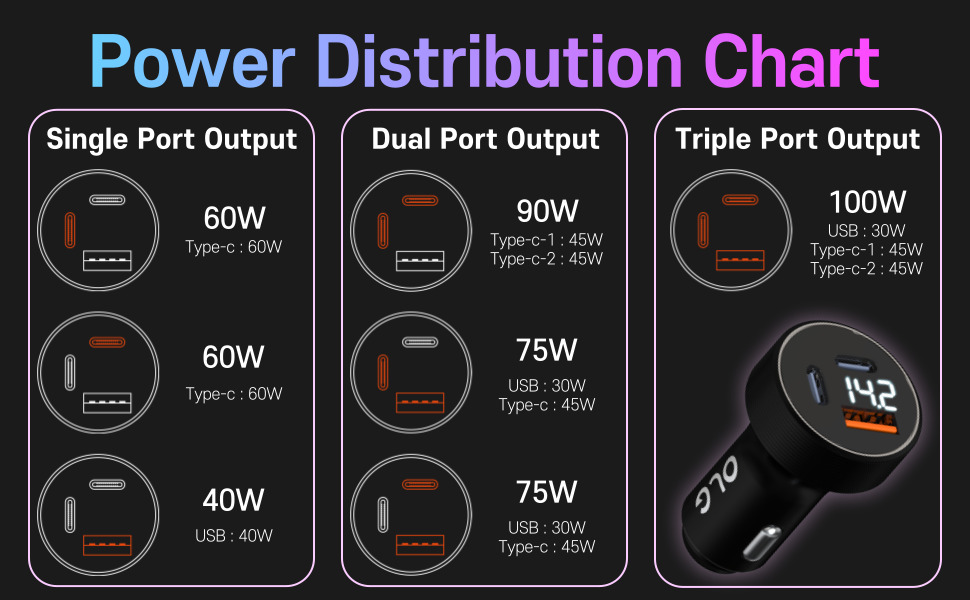 OLG 100W Car Charger