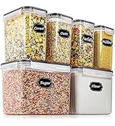Airtight Food Storage Containers - Wildone Cereal &amp; Dry Food Storage Container Set of 6(Black Lid...