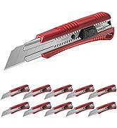 HAUTMEC 10PCS 25mm Extra Heavy-Duty SK4 Utility Knife, 3pcs blade Snap-off Retractable Box Cutter...