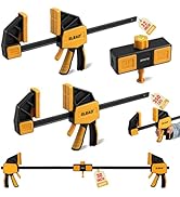 12-Inch Bar Clamp Set with Leveling Block Clamp, 3-Pack Quick-Release Wood Clamps/Spreader, One-H...