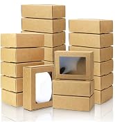 BadenBach 50 Pack Mini Kraft Paper Boxes with Windows,3.33" x 2.35" x 1.18",Small Homemade Soap B...