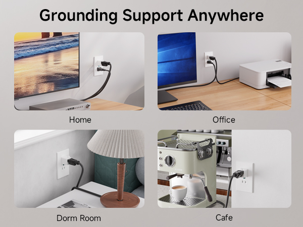 Compact 3 prong to 2 prong plug adapter for safe plug and play use