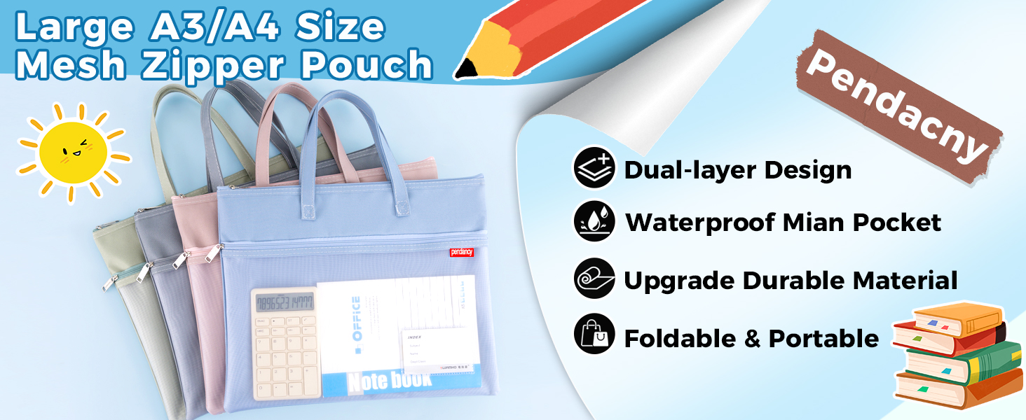 A3 A4 Size Mesh Zipper Pouch