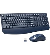 Wireless Keyboard and Mouse Combo, ULSOU 2.4G Full-Sized Ergonomic Computer Keyboard with Wrist R...