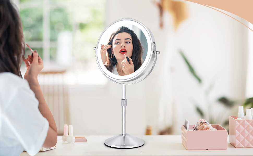 cosmetic mirror with light and magnification, light up makeup mirrors