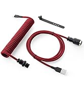 GUNMJO Pro Custom Coiled USB C Cable for Gaming Keyboard, Double-Sleeved Mechanical Keyboard Cabl...
