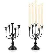 Romadedi Candelabra Black Candle Holders : 5 Arm Halloween Candlestick Holder 12" Gothic Home Dec...