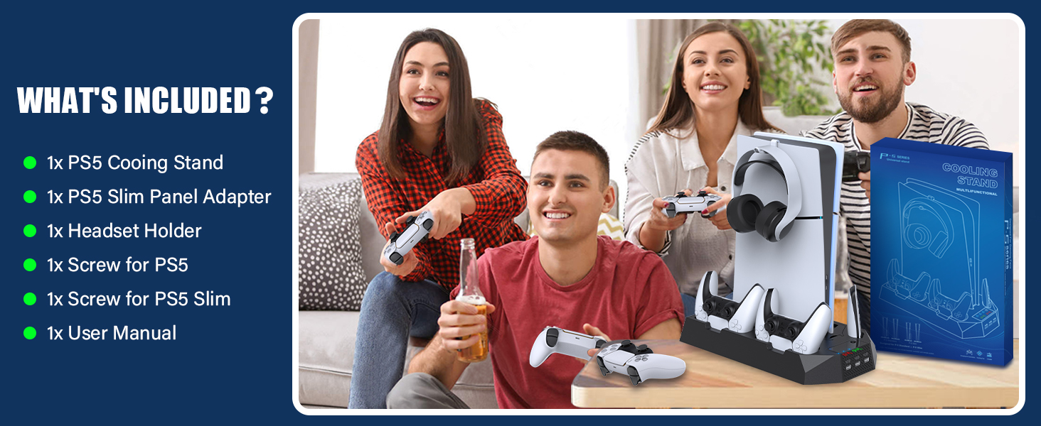 PS5 stand with cooling fan station