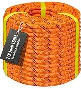 Keepark 1/2Inch Arborist Rope 150Ft - 9000lbs Heavy Duty Nylon Rope Rappelling Rope, Double Braid...