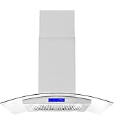 COSMO 668ICS900 36 in. Island Range Hood with 380 CFM, 3 Speeds, Ducted, Permanent Filters, Soft ...
