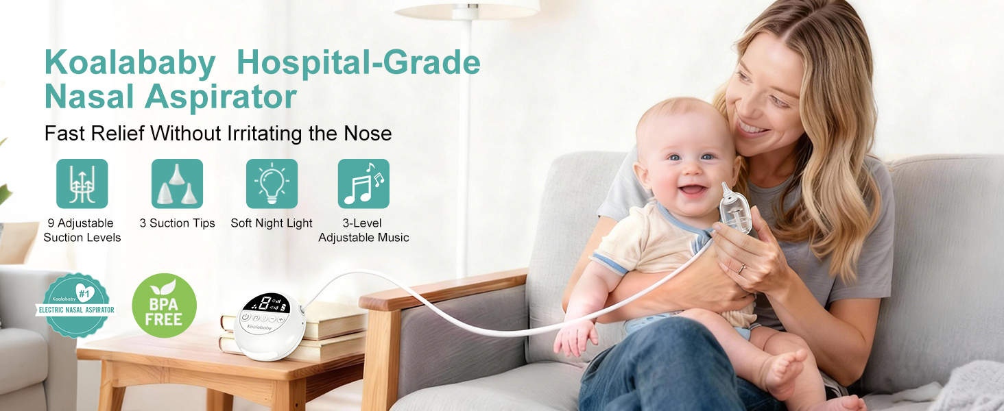 nasal aspirator gently clearing nose during daily care