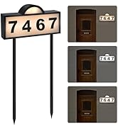 Solar House Numbers for Outside, Aqonsie Solar Powered Address Sign, Waterproof Outside 3000K War...