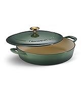 Tramontina Bestow Enameled Cast Iron Braiser Pan with Lid, 4-quart, Cactus with Gold Knob