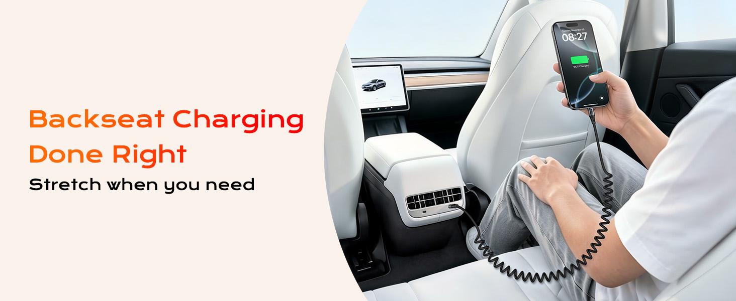 Backseat Charging Done Right:Stretch when you need