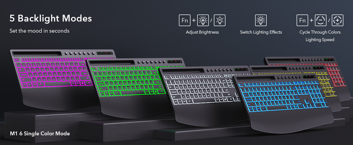 wireless keyboard with 10 backlight colors