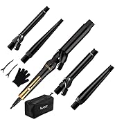 Curling Wands Iron Set, MAXT 5 in 1 Interchangeable Curling Iron, Beach Waver 0.35-1.25 inch Roat...